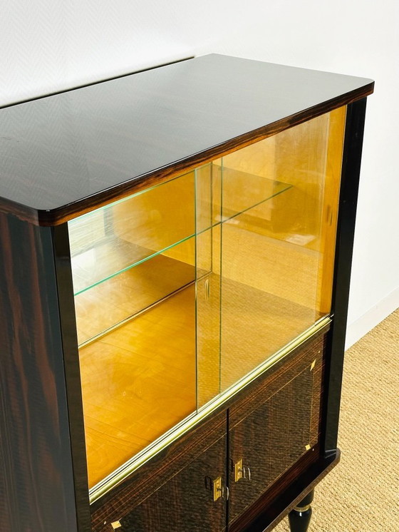 Image 1 of Art Deco vitrinekast van Macassar ebbenhout, 1940