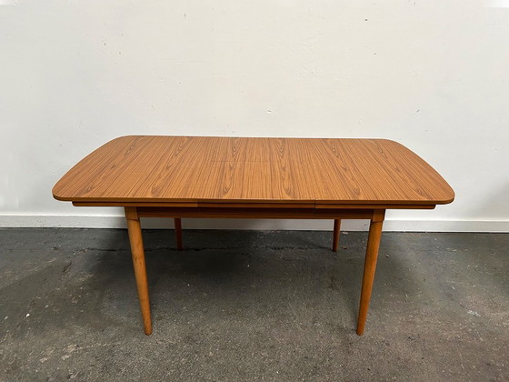 1960/70s Schreiber Mid-Century Extending Dining Table 4 Matching Dining Chairs – Dining set, Wood (photo 3 of 12)