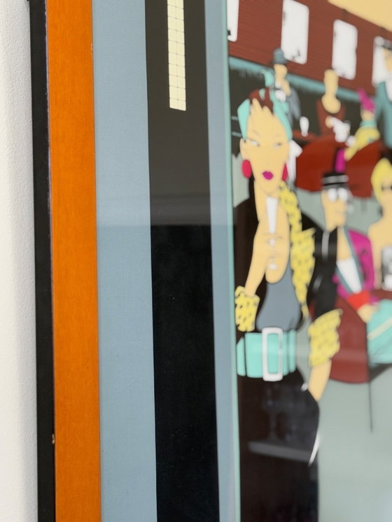 Image 1 of Serigrafia incorniciata "Café Costes", di Patrick Boussignac, stampata da Michel Caza, 1990