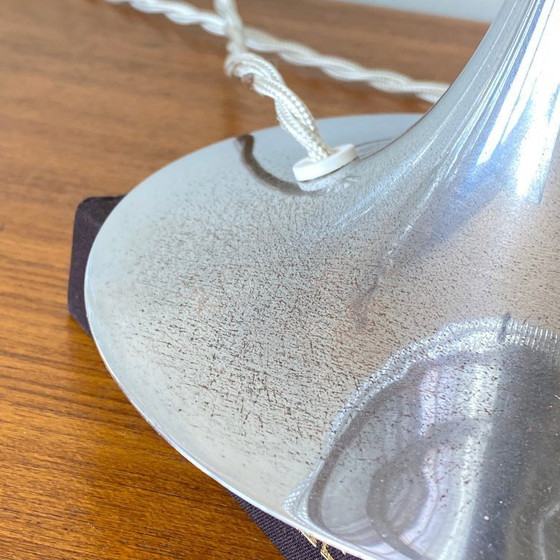 Image 1 of Coppia di lampade a globo vintage in vetro stile Holophane e metallo cromato