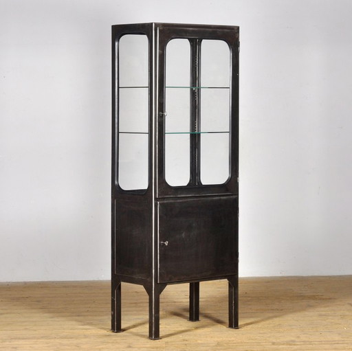 Vintage Iron And Glass Display Cabinet, 1970s
