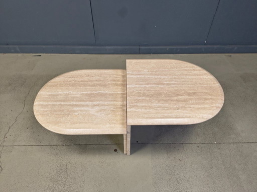 Pair of vintage travertine coffee tables or side tables, 1970s