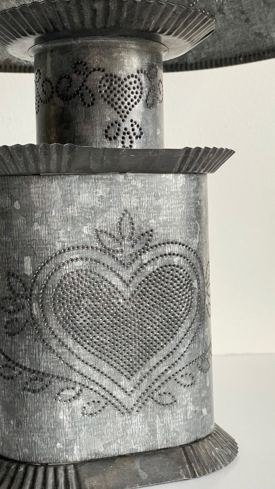 Image 1 of Vintage Zinc Heart Lamp