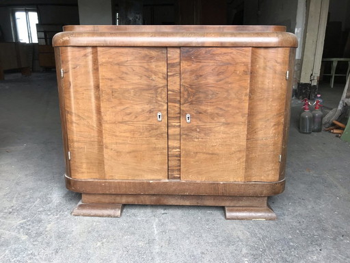 Cómoda de madera Art Déco húngara, años 40