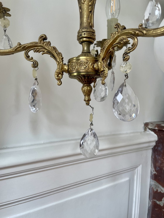 Image 1 of Lampadario a 3 bracci con nappe in ottone