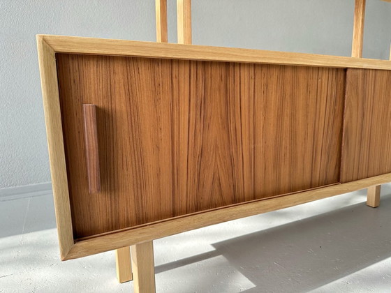 Image 1 of Mid Century wandmeubel / Japandi stijl/ massief essenhout / teak fineer