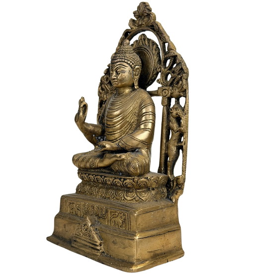 Antica statua indiana di Buddha in rame con Torana – XX secolo – Sculture (photo 9 of 10)
