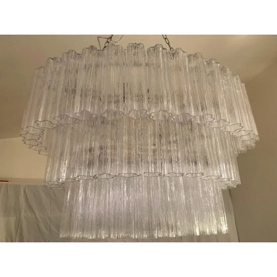 Image 1 of Luxury Oval Transparent Murano Glass Tronchi Statement Chandelier