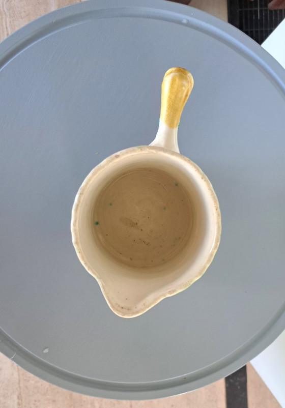 Image 1 of Salins Les Bains Schenkkan - Majolica Barbotine - 1960s - kastanje