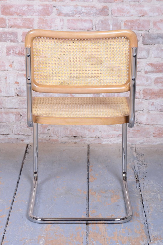 Restored Bauhaus Cesca Chair, by Marcel Breuer, Chrome, Beech, Italy, 1980s, Dining chairs, Rattan, Wood (photo 2 of 15)