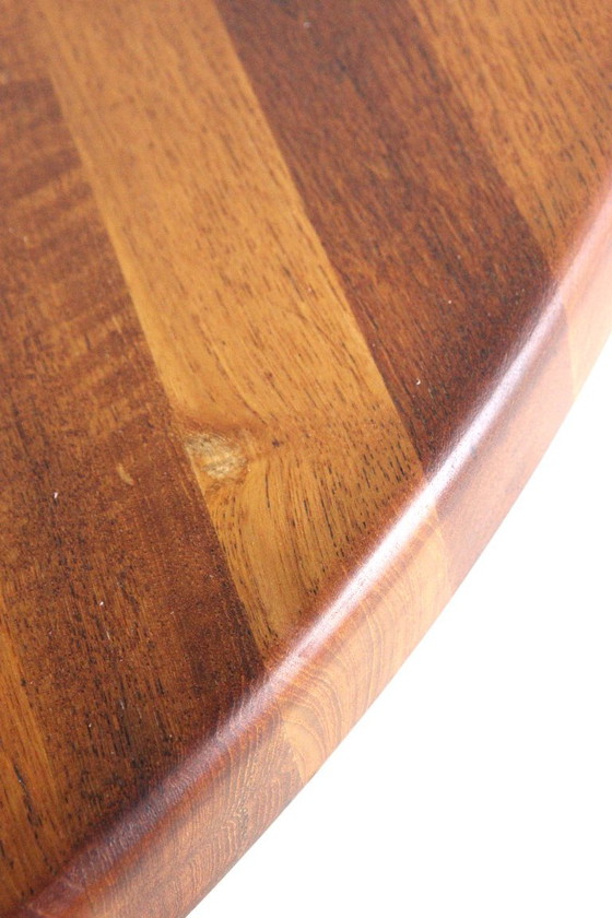 Round Danish 2x extendable solid teak dining table midcentury – Wood (photo 4 of 15)