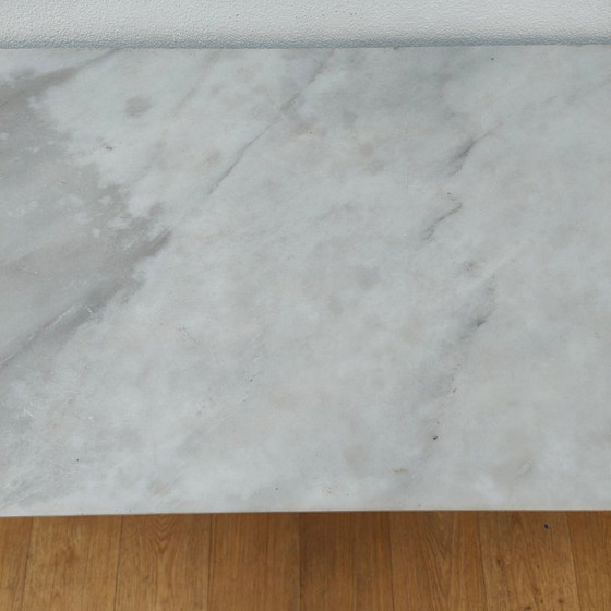 Image 1 of Antique French side table, hall table, side table with marble top