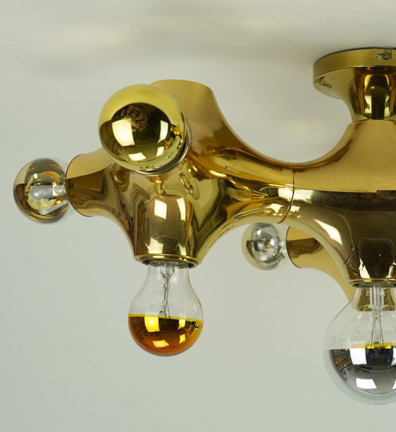 Cosack Gemini Space Age plafondlamp - goudkleurig plastic - Sputnik plafondlamp - jaren 70. – Plafondlampen (photo 9 of 20)