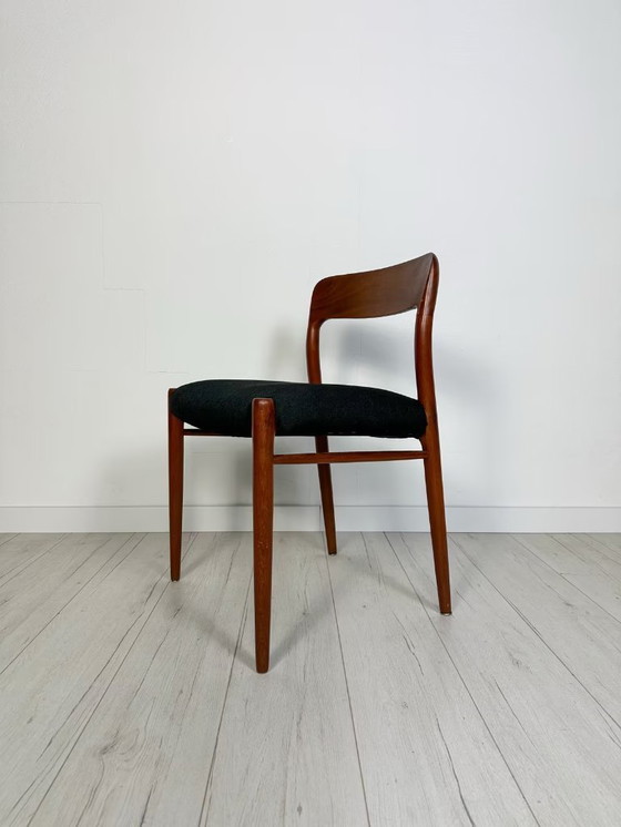 Image 1 of 6x Vintage Danish Teak Niels O. Møller Dining Chairs No. 75 50s