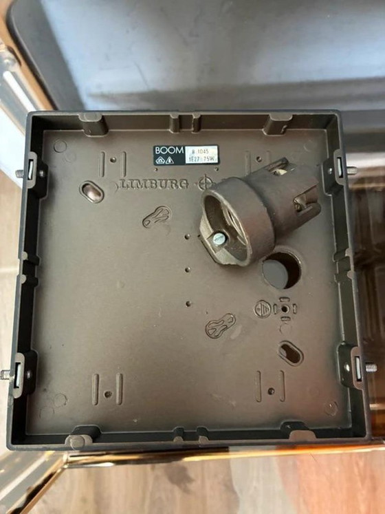 Limburg BOOM Ceiling Lamp, Smoked Glass Brass Light 1960s, Glashütte Limburg, Ceiling lights, Metal, Grey (photo 8 of 8)