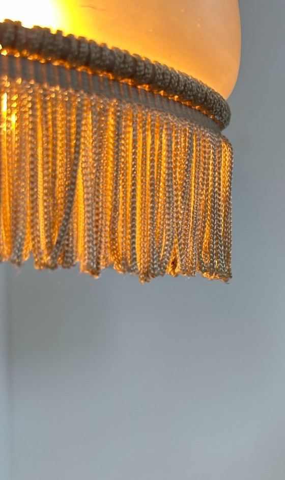 Image 1 of Pair of vintage wall lights, brass and frosted glass, France, 1970