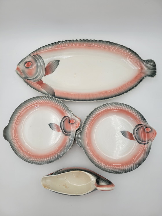 Image 1 of Service À Poisson En Porcelaine Vintage Digoin