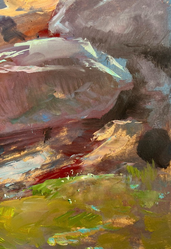 Image 1 of Original Oil Painting Coastal Rock Landscape Sea Symphony of Waves