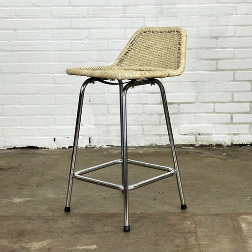 Vintage barkruk - riet / rotan