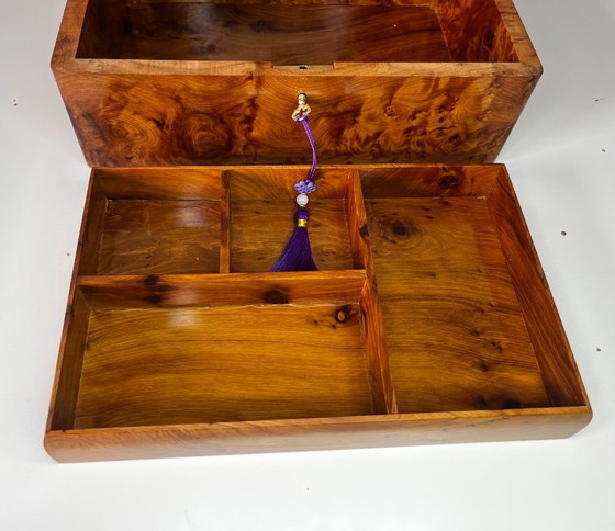 Luxueuse et grande boîte à bijoux XXL / coffret de rangement en racine de bois de thuya, dimensions 30x20x (photo 10 of 16)