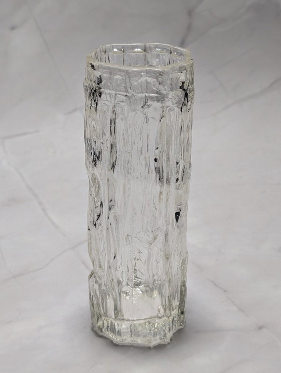 Image 1 of Vintage Bark Textured Glass Vase – Ravenhead – England 1960s/70s