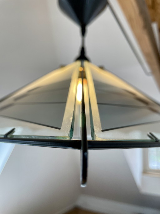 Tiffany style - Art Deco vintage pendant lamp made of metal and glass