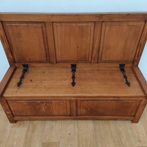 Image 1 of Vintage oak hall bench, bench, storage bench, toy chest