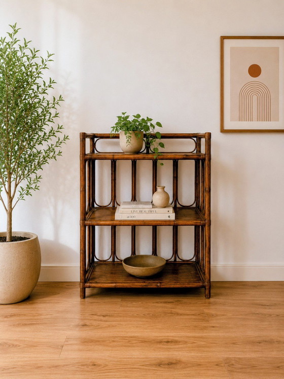 Enfilade et étagères vintage en rotin – Buffet bas, Rattan, Wood (photo 5 of 5)