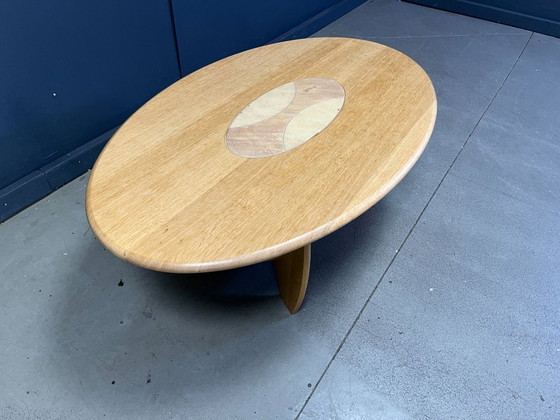 Image 1 of Beech wood coffee table, oval, 1980s