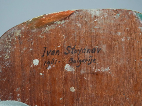 Sculptures Abstraite Polychrome en Bois, Attribuée à Ivan Stoyanov, Bulgarie, 1981 (photo 6 of 10)