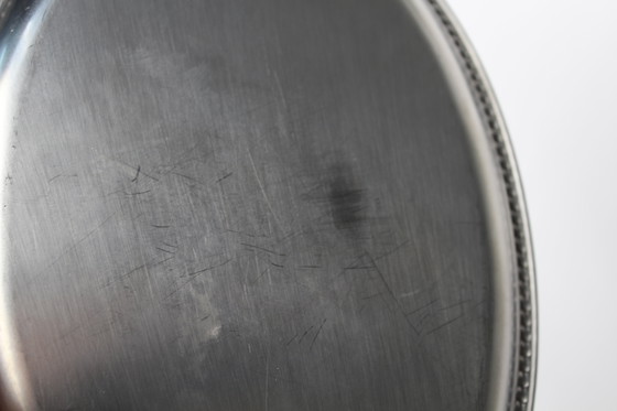 Image 1 of Plat de service vintage Alfara Alessi – Acier inoxydable – Bord nacré