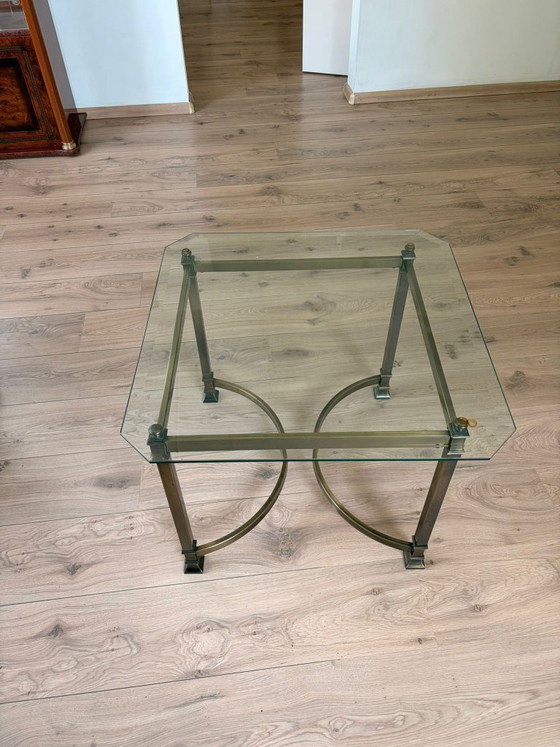 Image 1 of Table d'appoint style Hollywood Regency | 68 cm Laiton et verre |