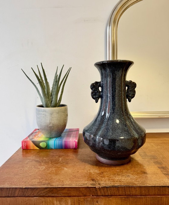 Image 1 of Jarrón de cerámica de estudio chino con esmalte flameado