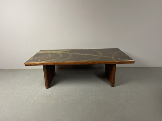 Image 1 of Artistic Brutalist Brass-Etched Coffee Table in the Style of Bernhard Rohne, Germany, 1960s. Ref.: CT1001
