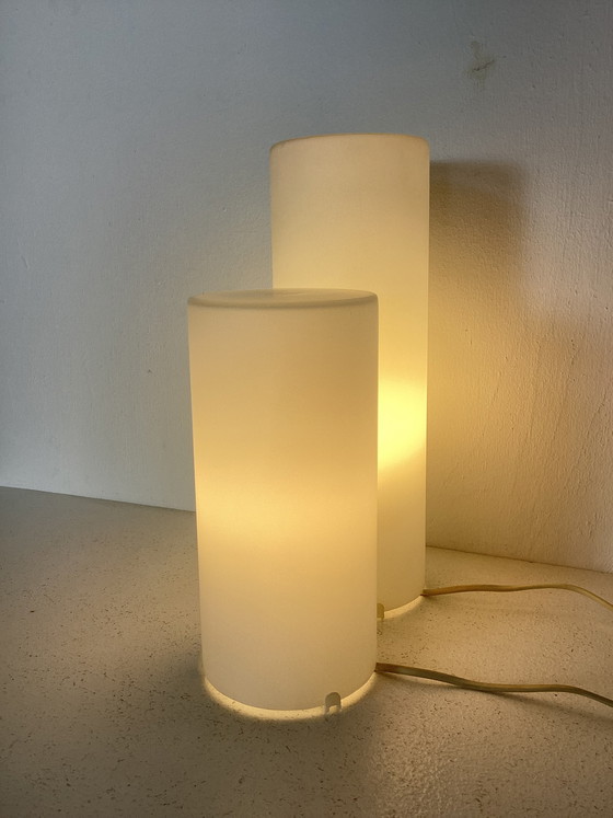 Image 1 of Set van 2 mat glazen lampen vintage