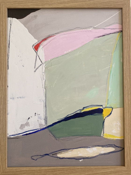 Image 1 of Diptych Abstract Paintings 30 x 40 Including Frame