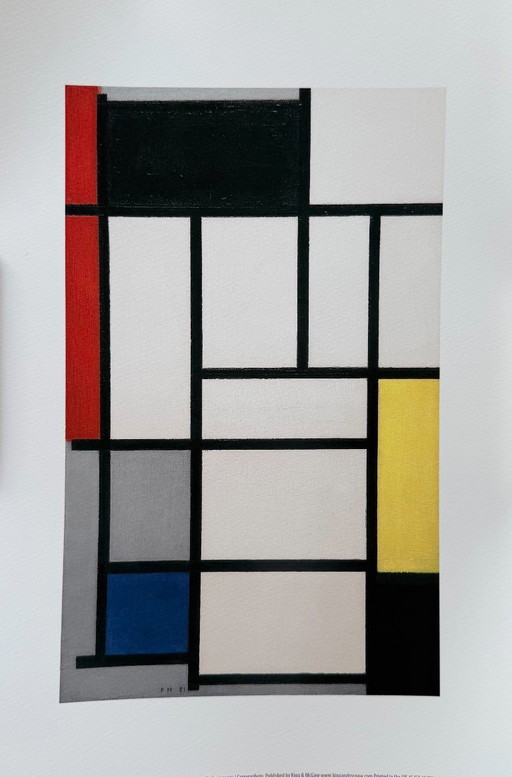 Piet Mondrian (1872–1944), Komposition mit Rot, Schwarz, Gelb, Blau und Grau, 1921, Gedruckt in Großbritannien