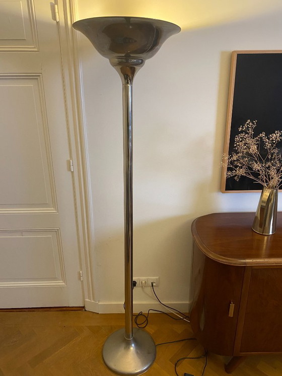 Image 1 of Coppia di lampade da terra Art Déco - Nichel, ispirate a Demeyere