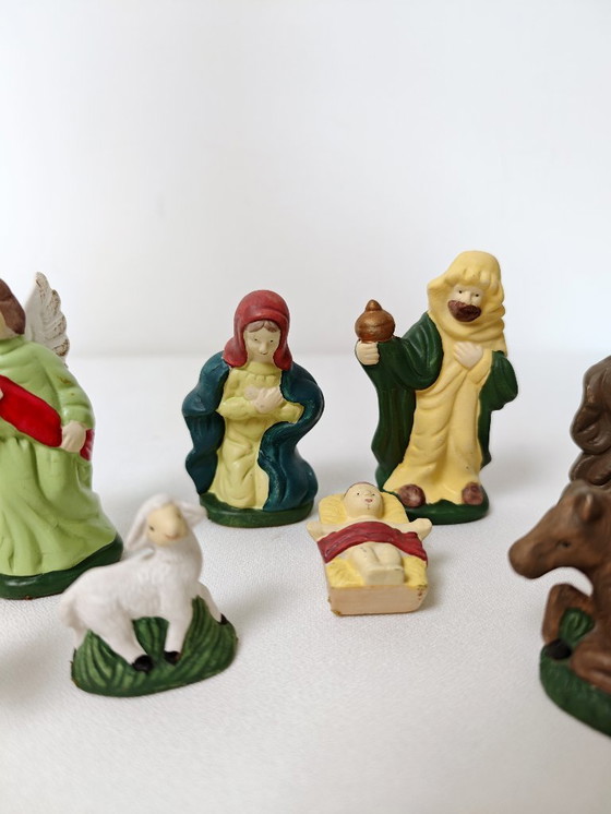 Image 1 of Set di 9 statuette per presepe vintage Devineau, decorazioni natalizie