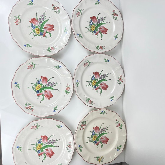 Image 1 of Set aus 6 KG Lunéville Speisetellern, Reverbère-Muster