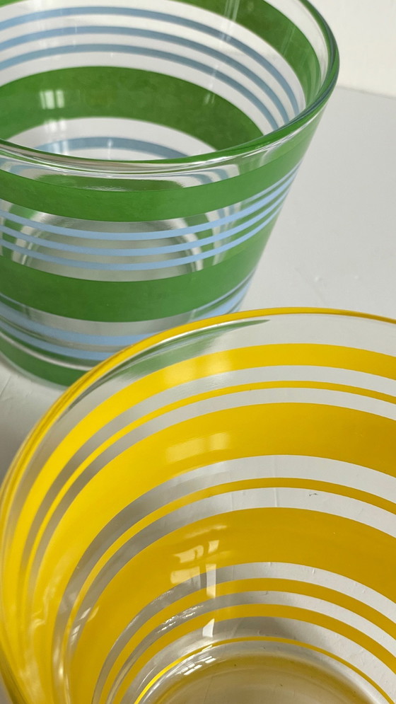 Image 1 of Pair of vintage screen-printed glass planters