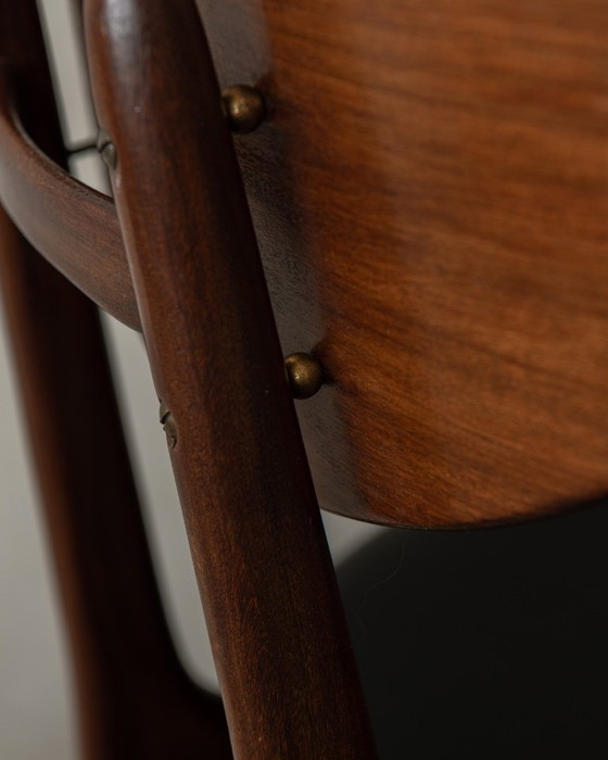 Image 1 of Vintage Dining Chairs by Louis van Teeffelen for AWA (Set of 6) | Reupholstered in Black Skai | Dutch Mid-Century | 1960s