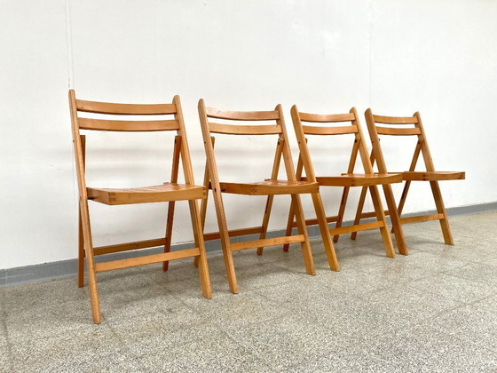 Image 1 of 4 sedie pieghevoli vintage in legno di faggio anni '70