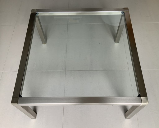 Table basse Galotti & Radice en verre et acier inoxydable