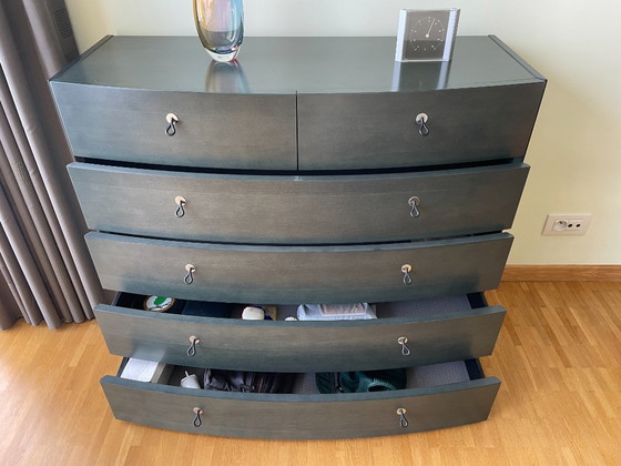Image 1 of Design chest of drawers PETROL – curved front – 5 drawers – E.F. JONAS Furniture Agencies