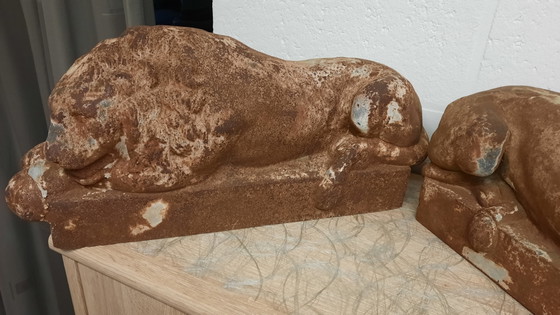 Image 1 of Paire de lions en fonte