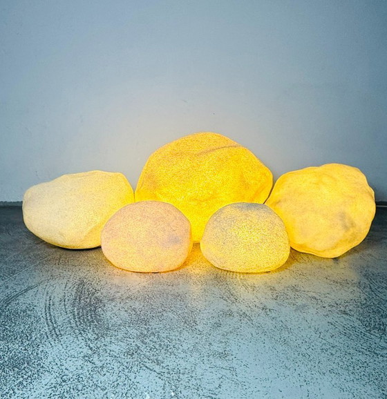 Image 1 of Excepcional conjunto de 5 rocas lunares «Dora» de André Cazenave para Singleton, Italia, década de 1960