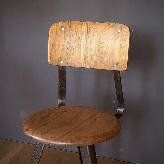 Image 1 of Sgabello Rowac 50 cm con schienale Sgabello da officina Design vintage industriale Bauhaus