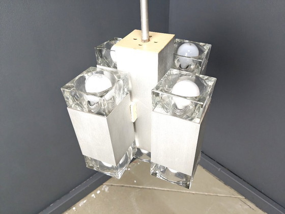 Image 1 of Lampadario cubico italiano vintage di Gaetano Sciolari, anni '70