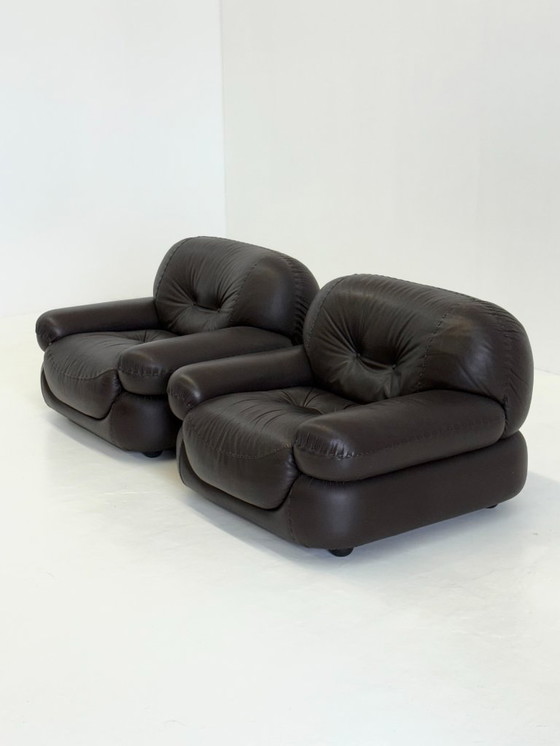 Image 1 of Dunkelbrauner Ledersessel Sapporo für Mobil Girgi